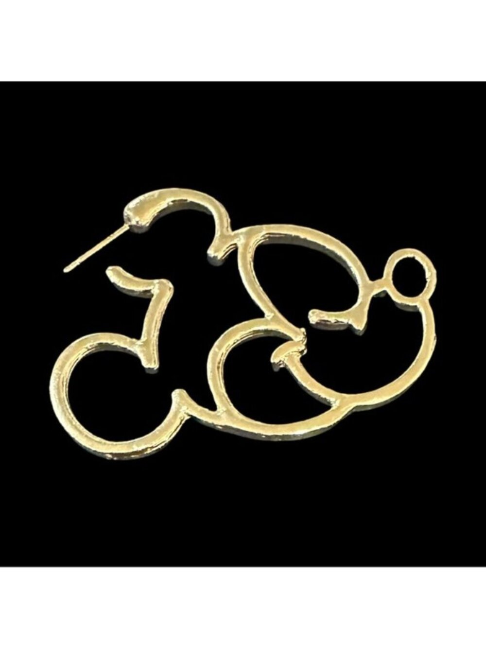 Mickey Mouse Silhouette Gold-Tone Statement Earrings With Stud Backs